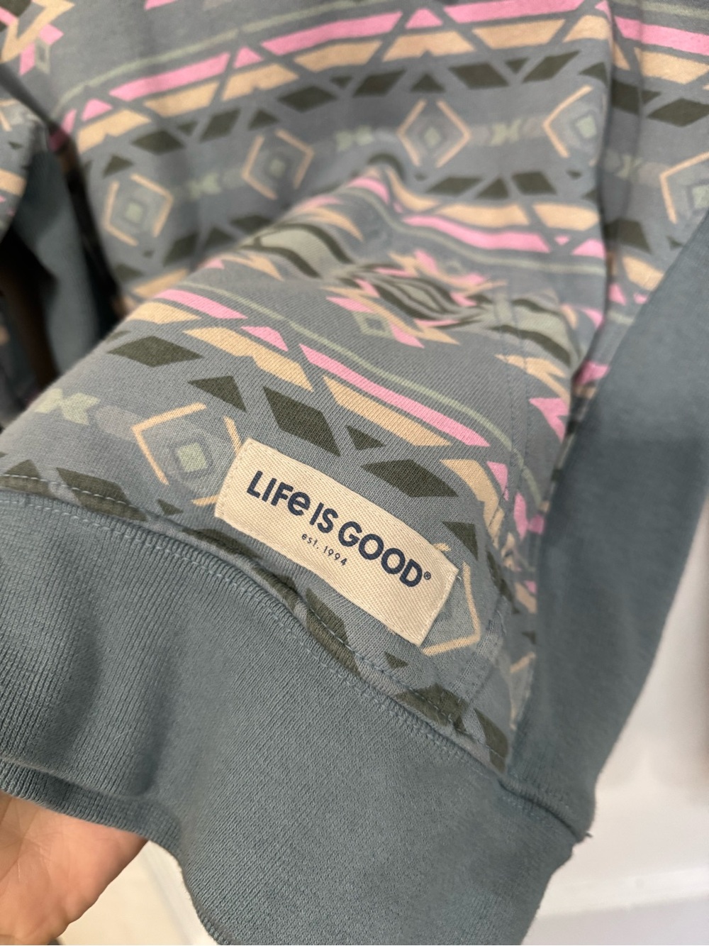 Life Is Good Women's XS Southwestern Geometric Print Hooded Sweatshirt - Picture 2 of 4